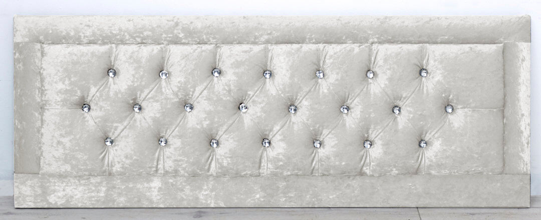Mercer41 Tabor Upholstered Velvet Headboard White Double (4'6)