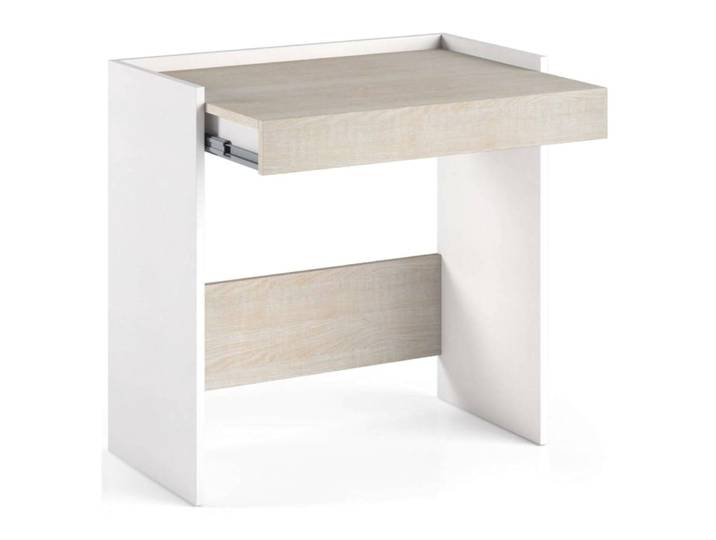 Bureau effet bois blanc, beige 80x40h79 cm