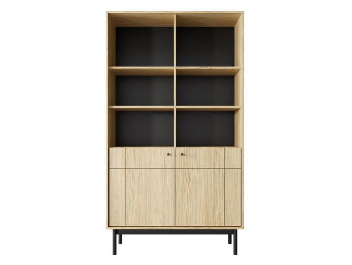 Sepro Meble Regal Linea R104 Nature Japandi Stil Sonoma Eiche, Mehrfarbig, 103.4x184.6x39 cm, Wohnzimmer, Regale, Bücherregale