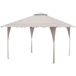COSTWAY Pop-up Pavillon 4x4m, höhenverstellbar, Doppeldach & Tasche, wasserdicht, Khaki