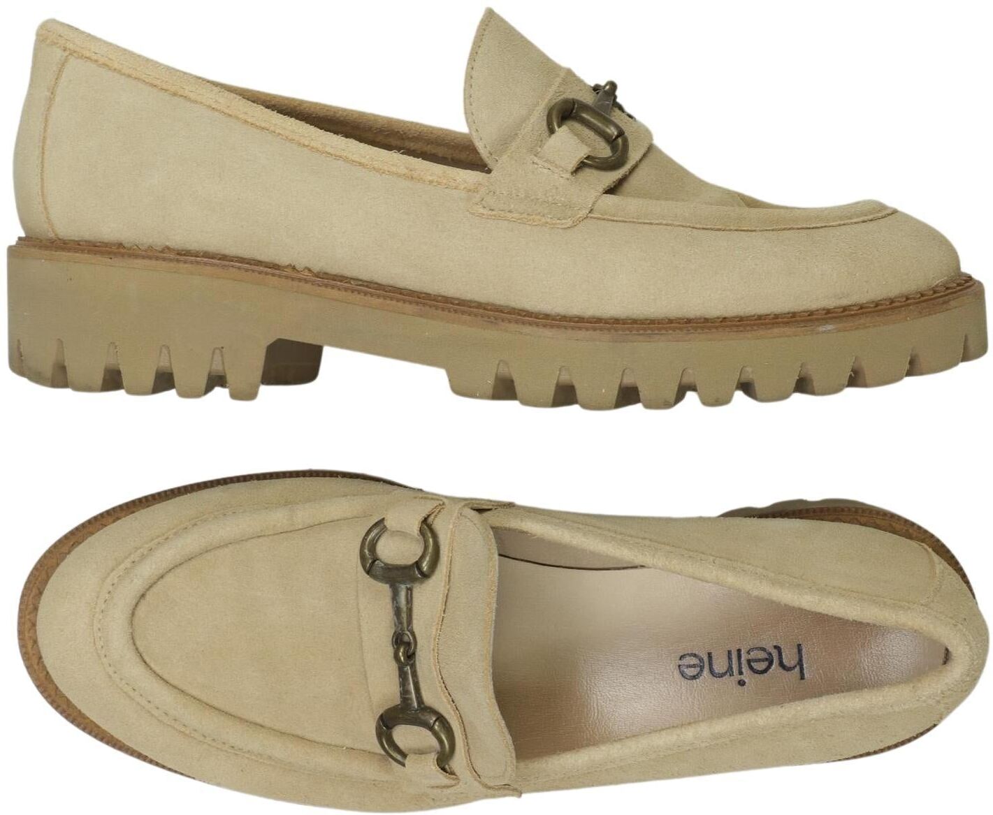 Heine Damen Halbschuh, Beige, Gr. EU 39, Leder - Second Hand