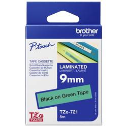 Etiketten Brother TZe TZe-721 PET Bandfarbe: Grün Schriftfarbe:Schwarz 9 mm 8 m TZE721