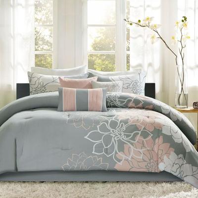 Jla Home/Bed Amaryllis Comforter Bed Set Salmon, California King, Salmon