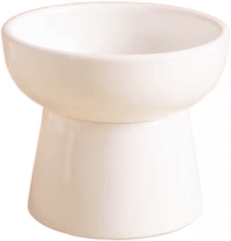 Inspire Picks ElevaBowl Ceramic Raised Pet Feeding Bowl With Neck Support white