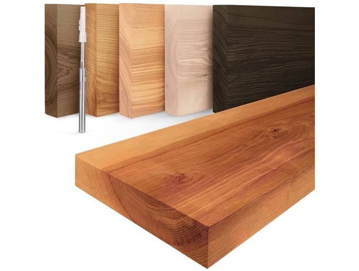 LAMO Manufaktur Étagère flottante murale bois avec fixation invisible Etagere murale 60 cm Couleur: foncé Bord: droit