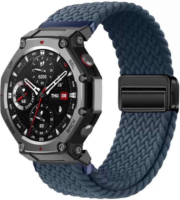 INF Elastisches geflochtenes Magnetarmband kompatibel mit Amazfit T-Rex 2 - Nylon Uhrenarmband Blau