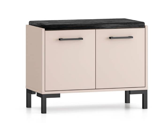 Feldmann-Wohnen Sitzbank Oiven (mit Türen, Sitzfläche gepolstert, 1-St., moderne Optik, mit Türen, Sitzfläche gepolstert), 70x34x54cm Cashmere 2-türig