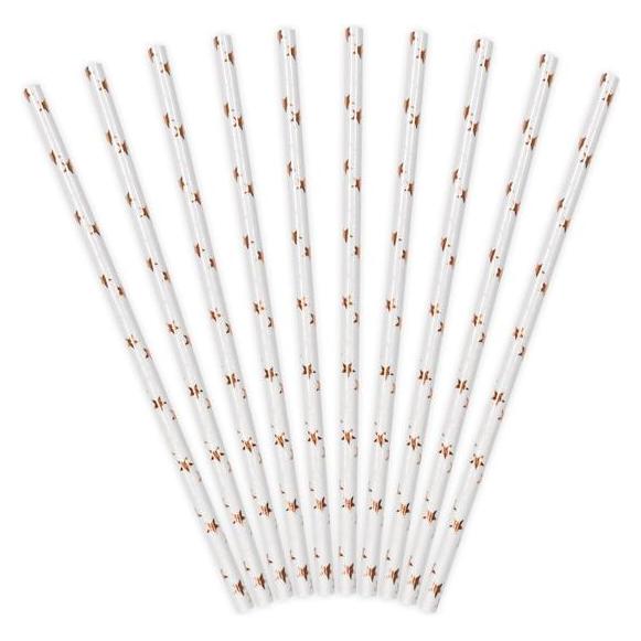 Partydeco Papierstrohhalme Sterne Roségold (10 Stück) (10x) (509952)