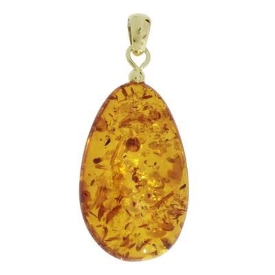 Kettenanhänger OSTSEE-SCHMUCK "Ostsee-Schmuck Anhänger", gelb, Schmuckanhänger, Damen, 40 x 18mm, Bernstein, 3,5 g, Kettenanhänger