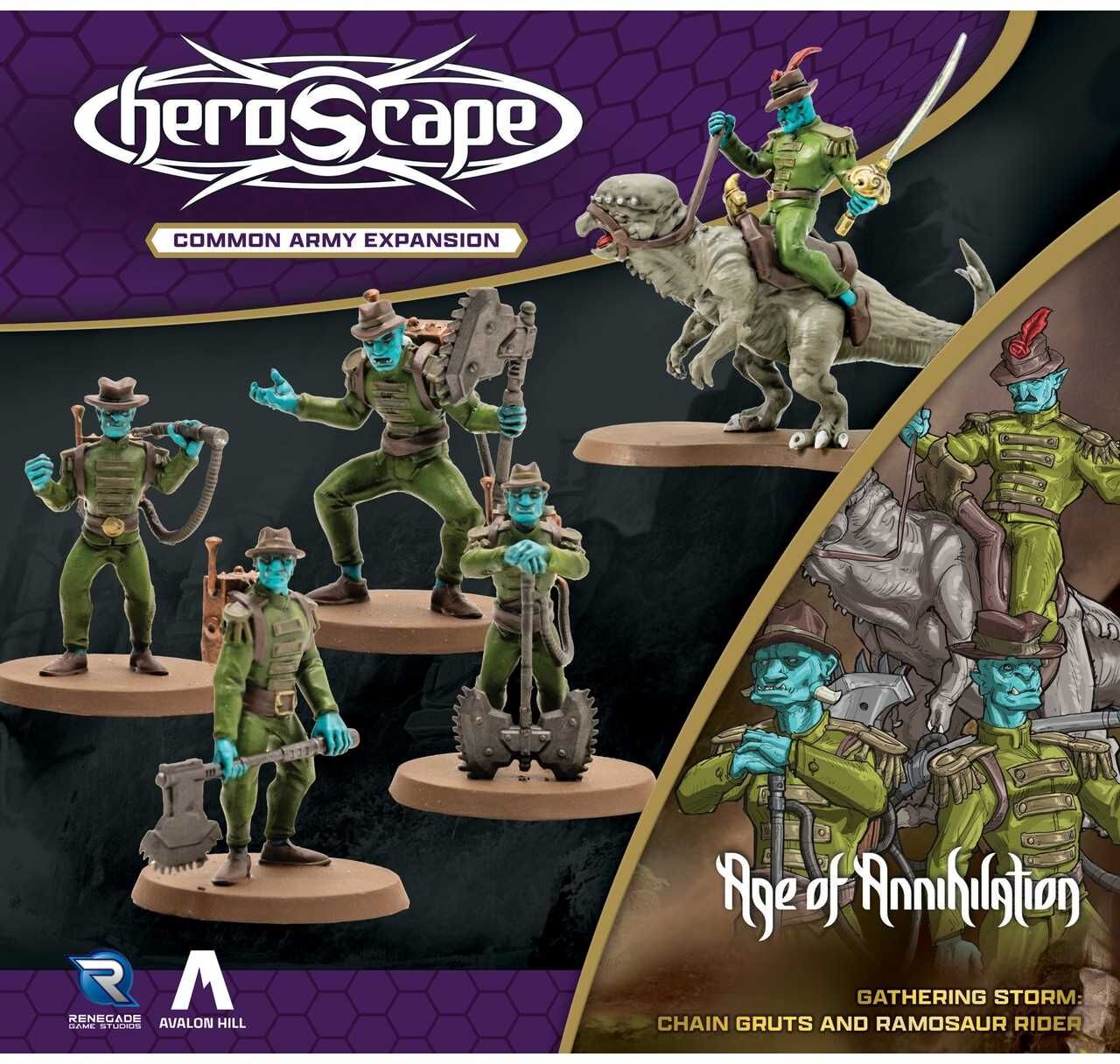 Heroscape: Chain Gruts and Ramosaur Rider Army Expansion for Ages 8+, Cooperative Board Game by Renegade Game Studio