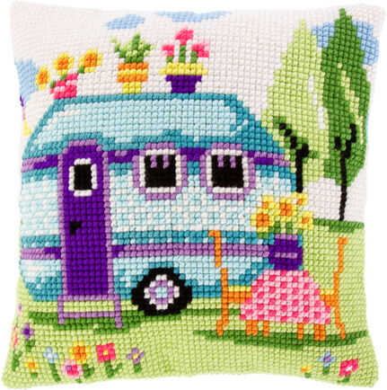 Kreuzstichkissen "Camping"