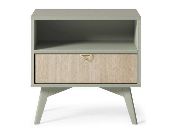 MOEBLO Nachttisch Abeto Nachttisch S54 (Nachttisch Nachtkommode Nachtschrank Nachtkonsole Beistelltisch Schlafzimmer mit schublade Goldene Türgriffe), (BxHxT): 54x54x38 cm
