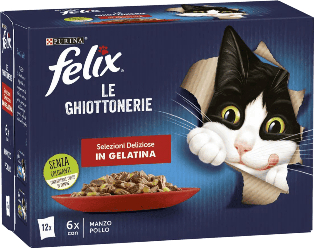 Kit Risparmio 72x85G Felix Le Ghiottonerie Cat Busta Multipack MIX CARNE