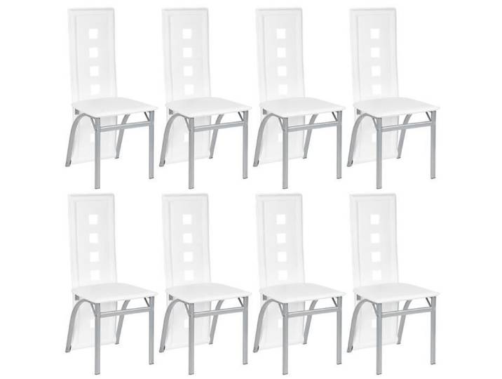 Chaises de Salle à Manger en Cuir Synthétique Blanc - Style Nordique - Lot de 8 - 101.5x42x42.5cm