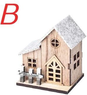 Inspire Curations LED Wooden Christmas House Decoration Luminous Cabin Ornament For Tree & Tabletop b