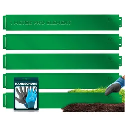 KESSER® Rasenkante Beeteinfassung Beetumrandung 5 bis 50m Beetbegrenzung Rasenbleche Mähkante Metall Palisade Inkl. Handschuhe