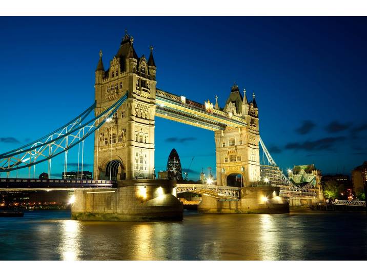 Fototapete PAPERMOON Tower Bridge , bunt, B:4m L:2,6m, Vlies, Tapeten, Fototapete