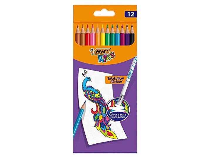 BIC Kids Evolution Illusion kleurpotloden, uitwisbaar, 12 stuks
