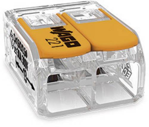 WAGO 221-612 221 Verbindungsklemme flexibel: 0.5-6mm² starr: 0.5-6mm² Polzahl: 2 Transparent, Orange