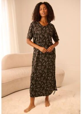 Plus Size Women's Ruched Lounger by Dreams & Co. in Black Gradient Floral (Size 2X)