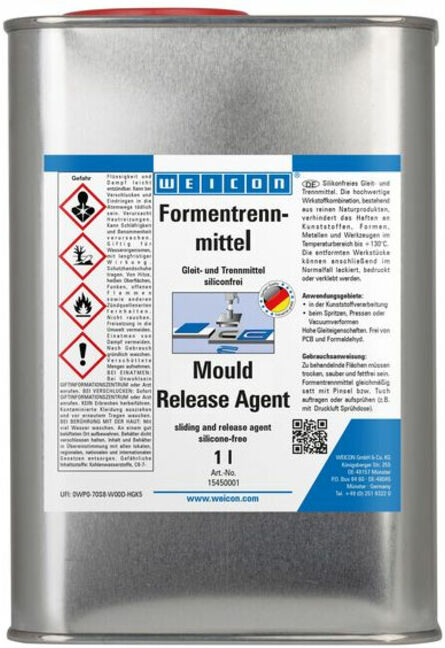 WEICON Formentrennmittel, silikonfreies Gleit- und Trennmittel, 1 L, farblos, transparent (15450001)