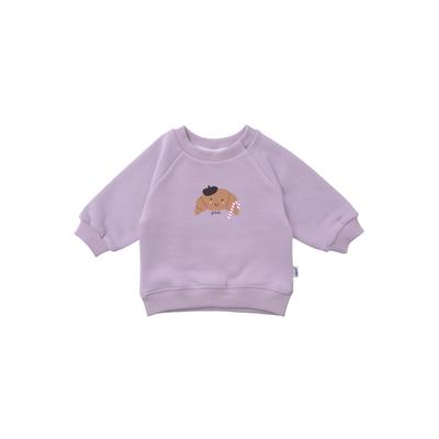 Sweatshirt LILIPUT "Croissant", Mädchen, Gr. 110/116, lila (flieder), 80% Baumwolle, 20% Polyester, bedruckt, normal, Rundhals, Sweatshirts Sweatshirt, mit niedlichem Croissant-Print