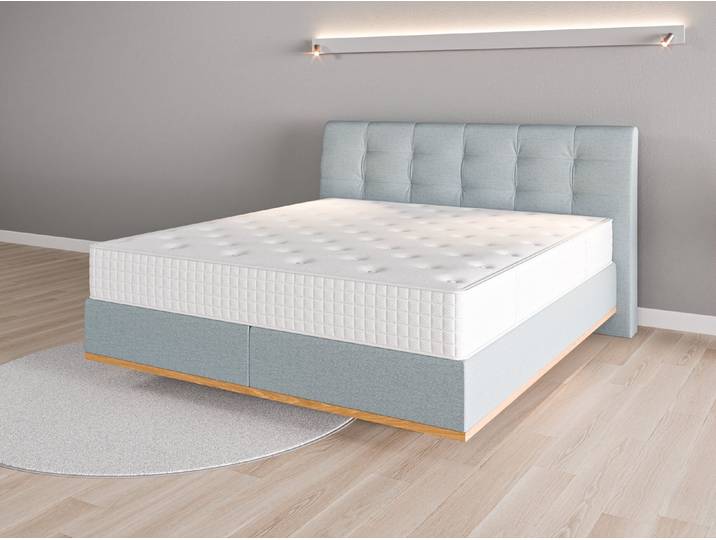 Boxspringbett 180x200 Nr. 2 - Blau (Pastellblau) - Feiner Strukturstoff