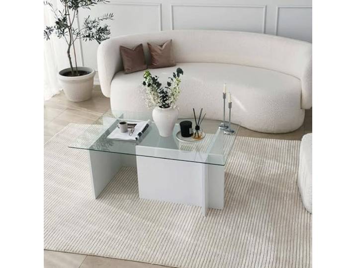 Dmora Couchtisch Asellus Weiß 105x65x40 cm, mit Zeitungsablage
