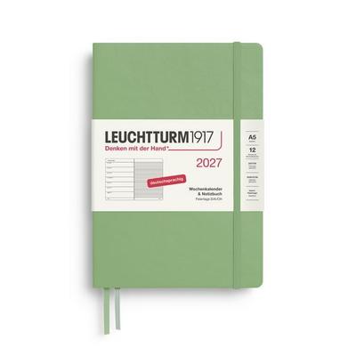 Wochenkalender & Notizbuch Medium (A5) 2027, Salbei, Deutsch