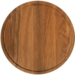 Boska Tagliere Pizza Amici L / Tagliere di Legno di Quercia / Pizza, antipasti e altri cibi / Pratico fossato di raccolta / Marrone / ⌀ 34 cm