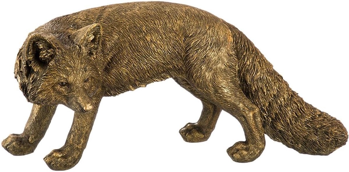 Decoratieve Vos Dierenfiguur Sculptuur in Bronskleurige Kunsthars - Breedte: 49 cm