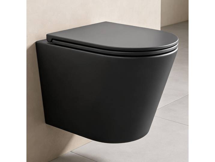 doporro WC Suspendu Gris Noir Mat Cuvette Céramique Toilette Abattant Silencieux avec Frein de Chute Aix108