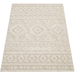 HOCHFLORTEPPICH, mit 3D-Struktur, Florhöhe 30 mm, Creme, 160 x 220 cm