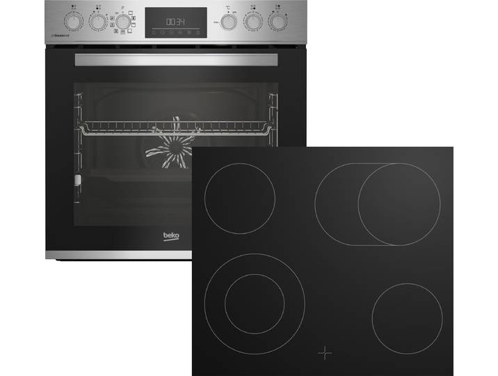 BEKO Elektro-Herd-Set BBUMA12321BMPE , Energieeffizienz: A+, schwarz (edelstahl), Herdsets, AirFry – Knusprige Ergebnisse mit Heißluft, Elektro-Herd-Set