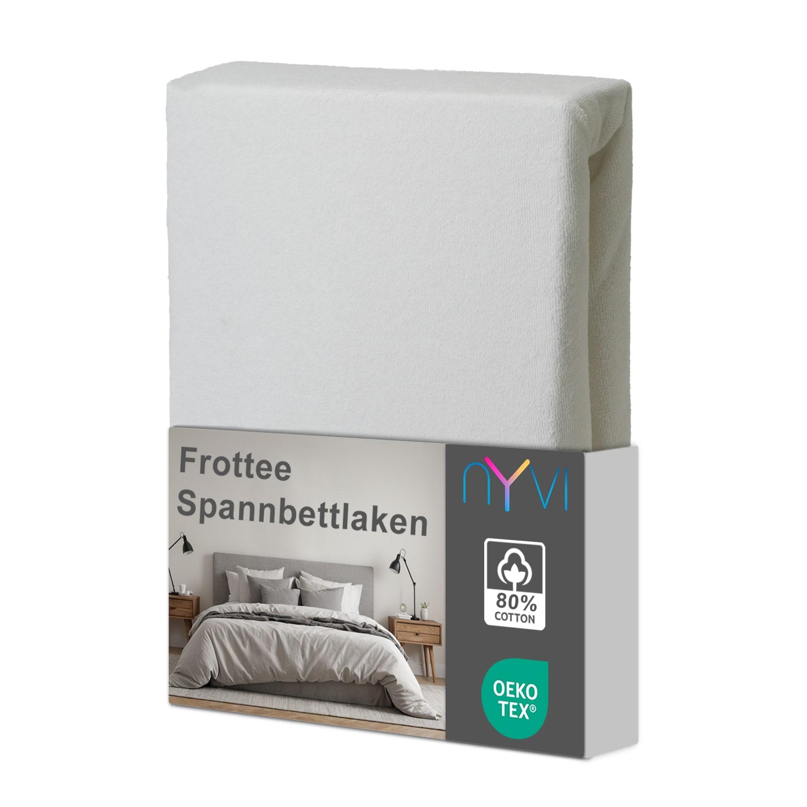 NYVI Spannbettlaken DreamScience Frottee - Warm und Kuschelig, hohe Feuchtigkeitsaufnahme, schnell trocknend - Frottier Spannbetttuch Bettlaken Farbe:weiß;Größe:140x200 - 160x200 cm