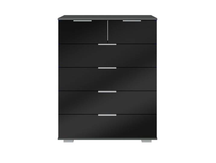 Wimex Easy Plus Kommode mit sechs Schubkästen - Dekor graphit, Glas schwarz Modern