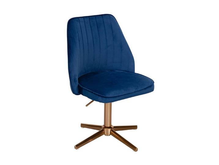Wohnling Drehstuhl Blau Samt Schreibtischstuhl Drehbar Schalenstuhl Home Office (Design Schalenstuhl Drehbar mit Lehne, Samt Blau), Drehbar, Schreibtischstuhl 120 kg Höhenverstellbar