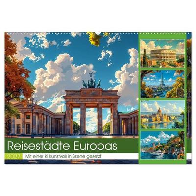 Reisestädte Europas (Wandkalender 2027 DIN A2 quer), CALVENDO Monatskalender