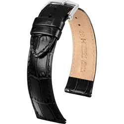 Hirsch 03427050-2-22 Uhren-Lederarmband Louisianalook L 22 mm Schwarz