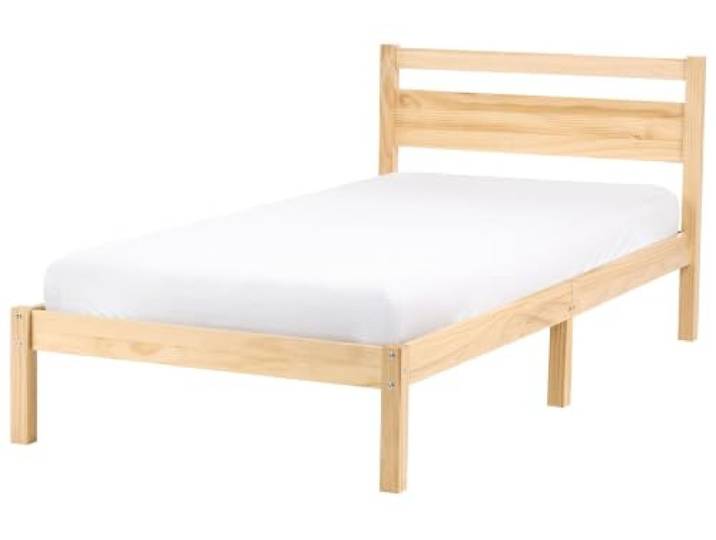 Beliani Holzbett Hellbraun mit Lattenrost 90x200 cm hohes Kopfteil Skandi-Design Mercurer