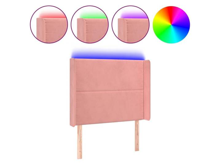 MGH - NEUF Tête de lit à LED - Panneau de Lit - Rose 103x16x118/128 cm Velours ll16