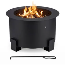 Relaxdays Feuerschale ohne Rauch Ø 56 cm Schwarz