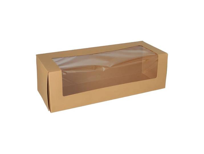 PAPSTAR Einweggeschirr-Set 100x Tortenkartons Deckel eckig 10 x 32 x 12cm mit Sichtfenster PLA, Pappe, PLA-beschichtet / PLA