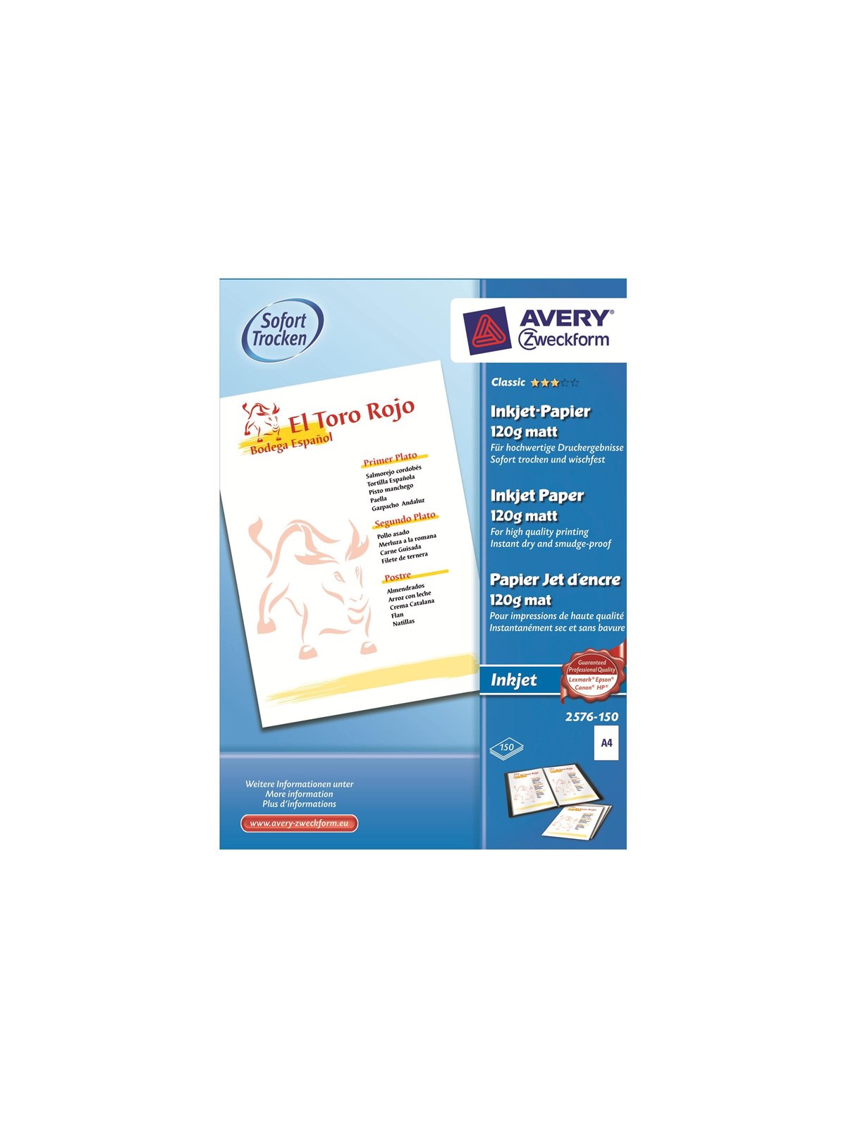 Avery Zweckform Classic Inkjet Paper 2576 - plain paper - 150 sheet(s) - A4 - 120 g/m²