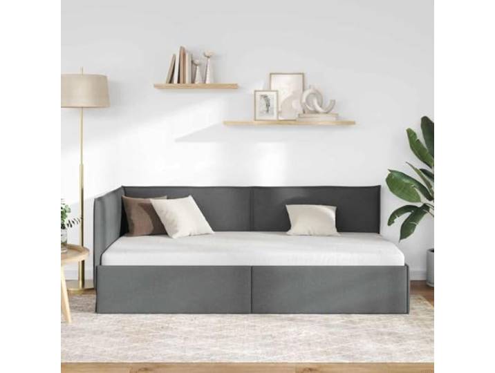 KTHLBRH Eckbett Rahmen dunkelgrau 100 x 200 cm Stoff Robuste Holzstruktur, umwandelbares Sofa, modernes Design, platzsparend