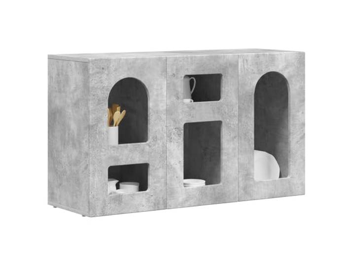 KTHLBRH Sideboard ELST grau Beton, 100 x 35 x 59 cm, Holz, mehrschichtig 5 Etagen, großer Raum, leicht zu reinigende Oberfläche, robuste Konstruktion, für Esszimmer