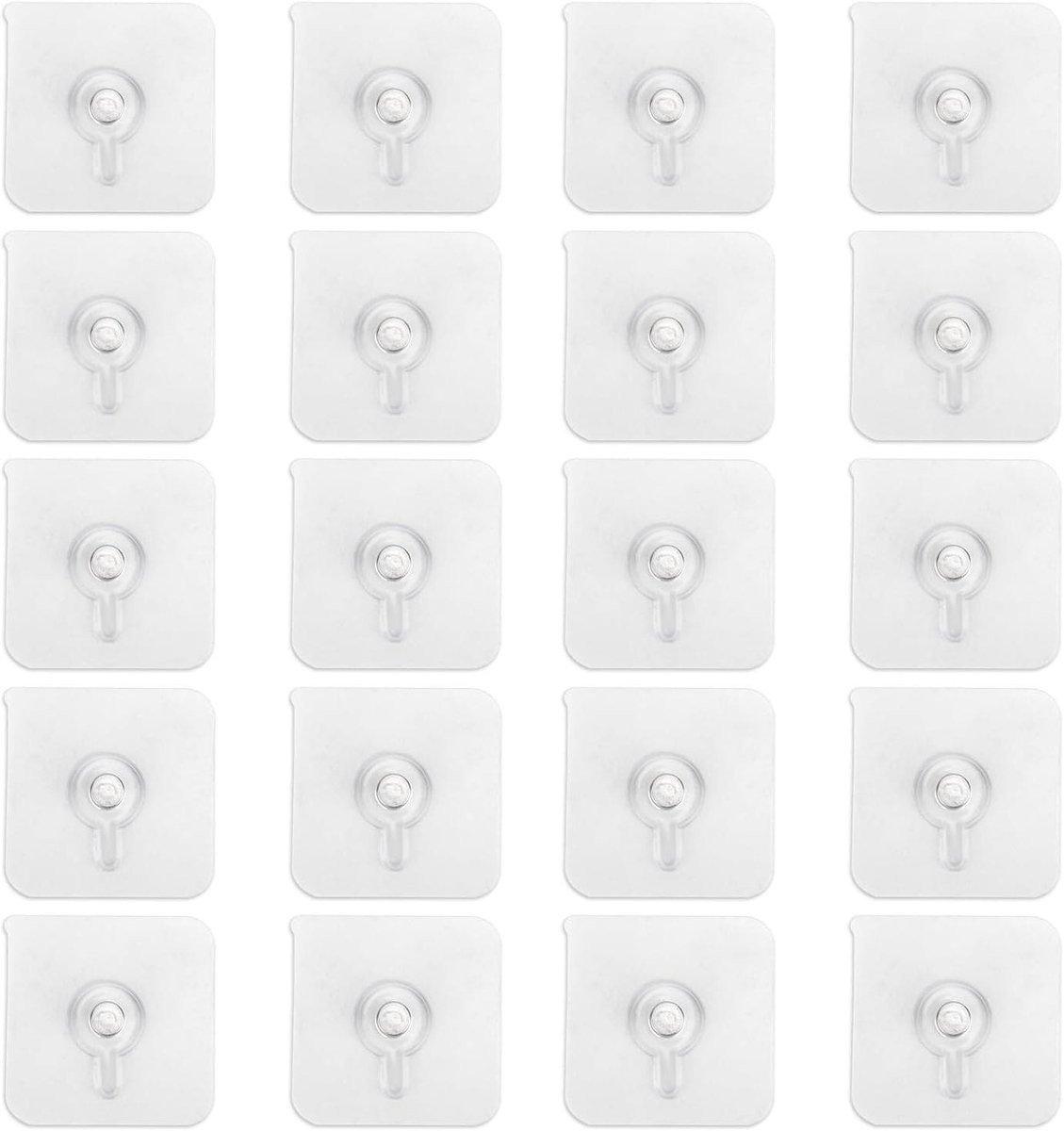 20 stuks Zelfklevende Transparante Acryl Wandhangers voor Keuken en Badkamer - Maximaal 8 kg