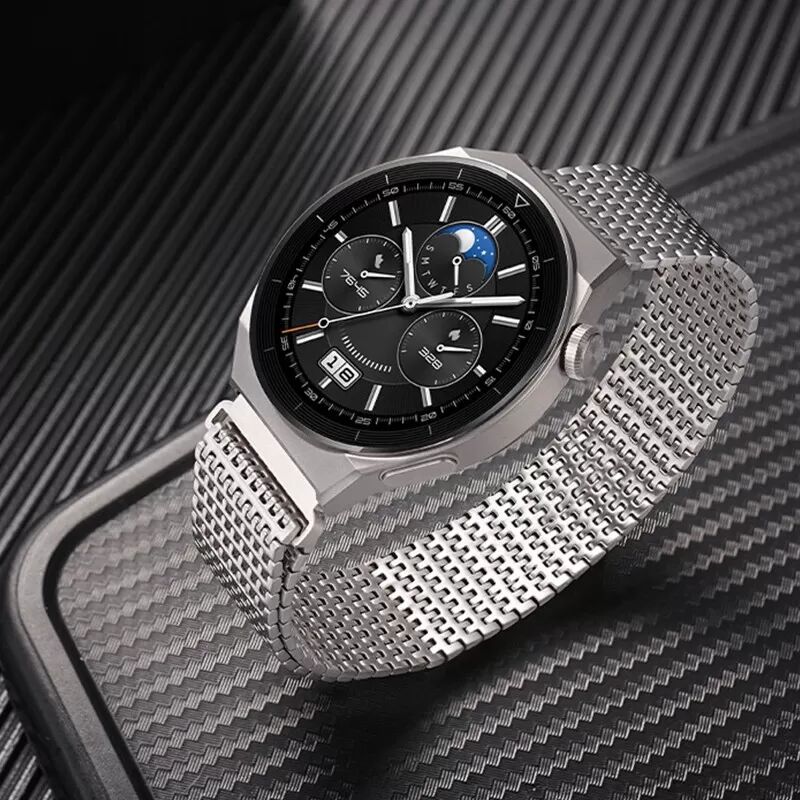 INF Silbernes Edelstahl-Uhrenarmband 20 mm - Kompatibel mit Huawei GT4/GT3/GT2
