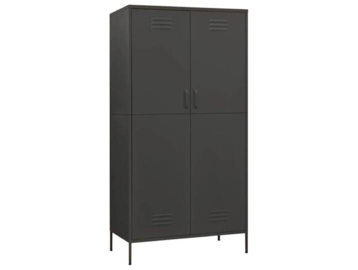 Kleiderschrank Anthrazit 90x50x180 cm Stahl 4 verstellbare Einlegeböden, großes Fach mit Kleiderstange, Stahl, anthrazit, 90x50x180 cm