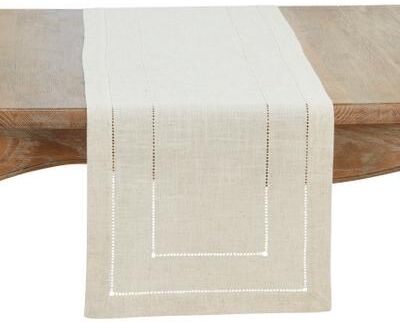 Saro Lifestyle Linen Blend Toscana Double Hemstitched Table Runner